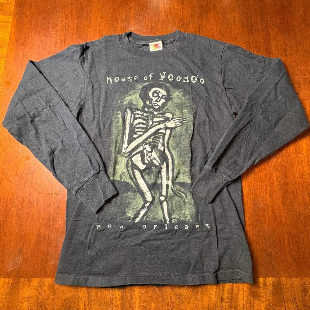 Vintage House of Voodoo New Orleans Skeleton Long Sleeve Shirt Small FOTL